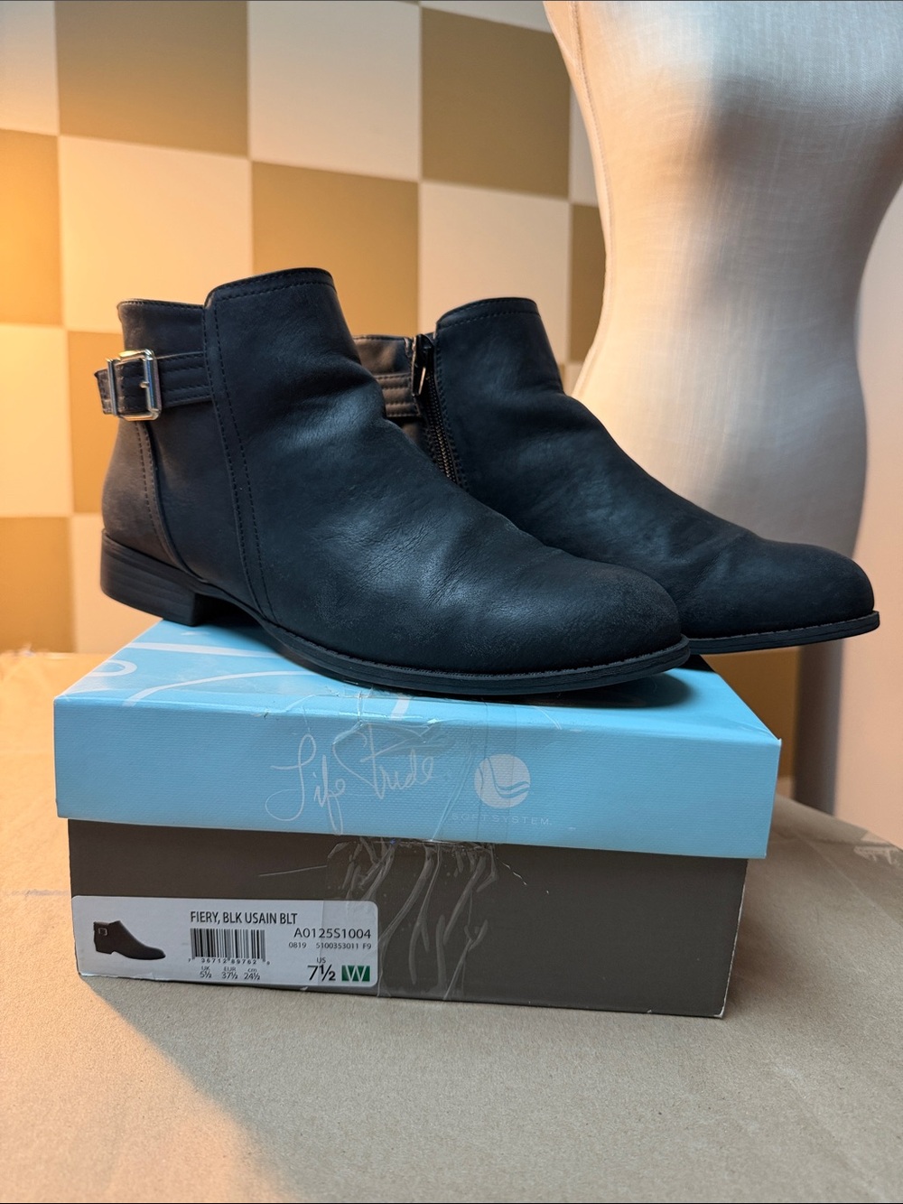 Life Stride Black Women's Ankle Booties with Side Buckle